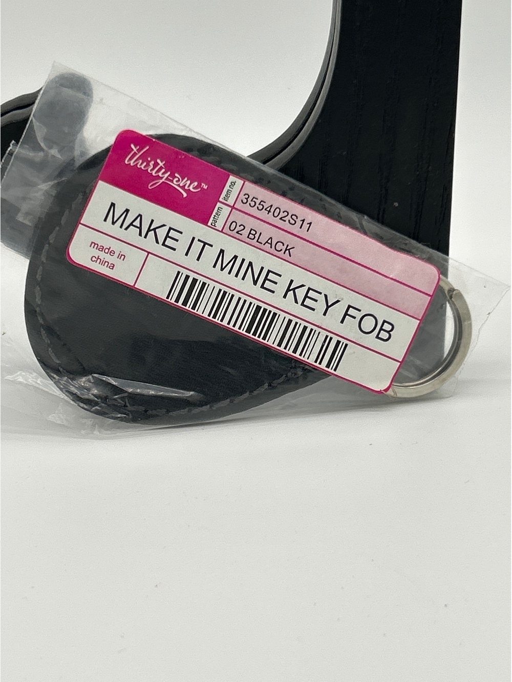 Thirty-One Make It Mine Black Key Fob with Striped Detail